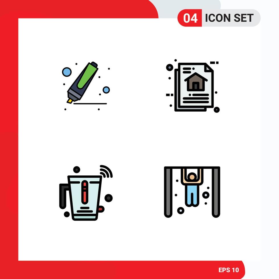 4 Filledline Flat Color concept for Websites Mobile and Apps drawing juice architecture document wifi Editable Vector Design Elements