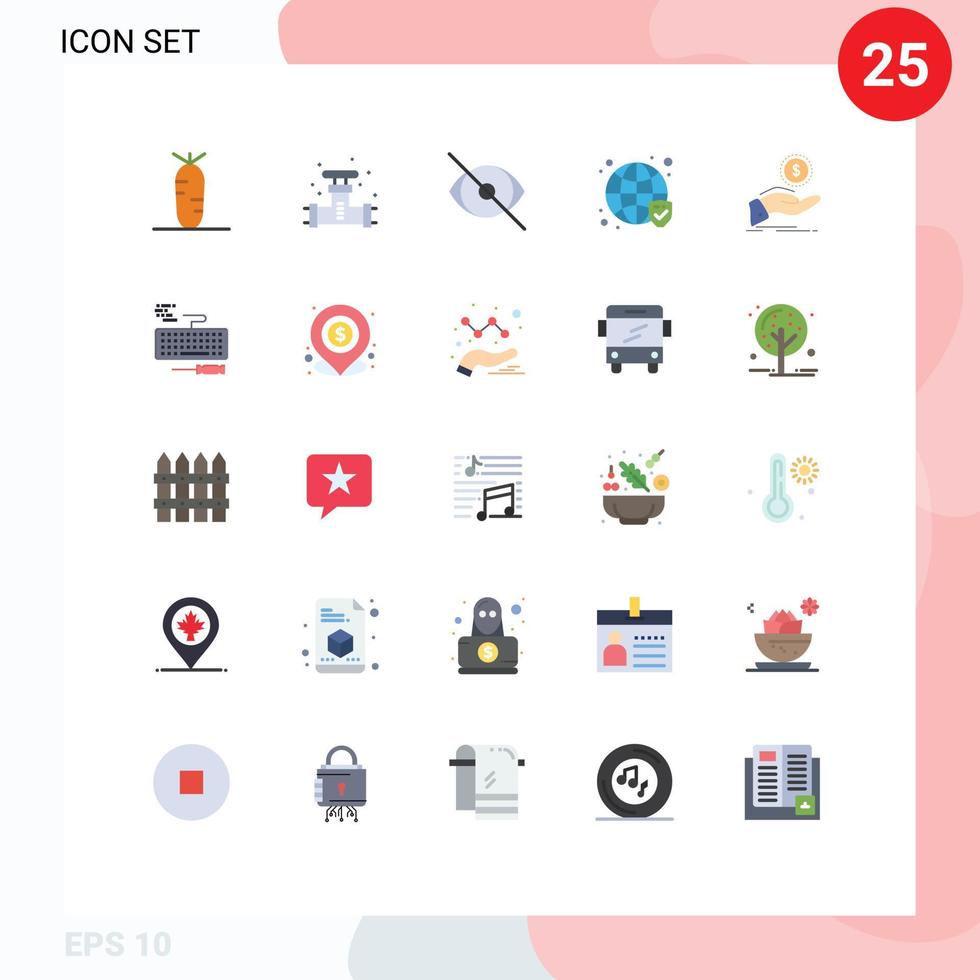 25 Thematic Vector Flat Colors and Editable Symbols of help security eye secure human Editable Vector Design Elements