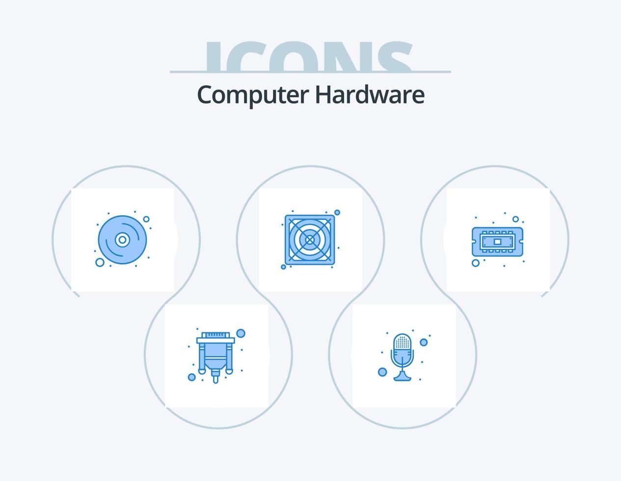 Computer Hardware Blue Icon Pack 5 Icon Design. computer. supply. talk. power. hardware vector