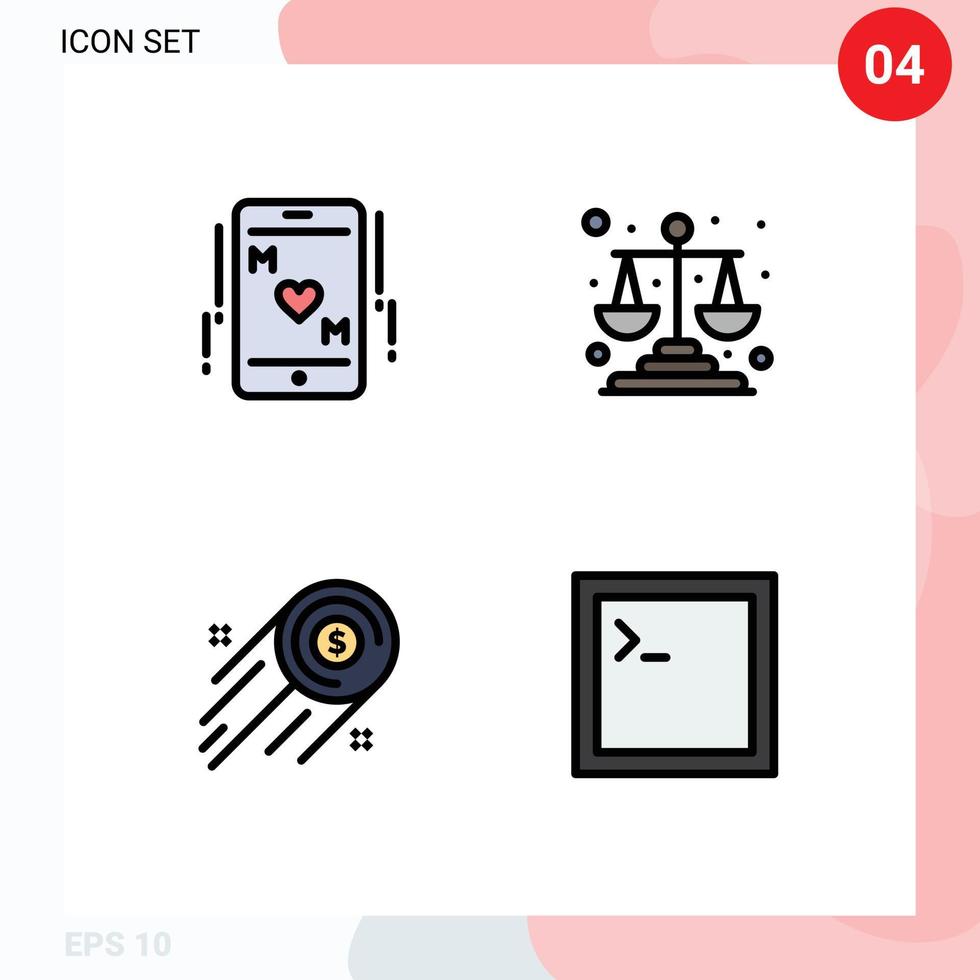 4 Creative Icons Modern Signs and Symbols of phone dollar coin mother law investment Editable Vector Design Elements