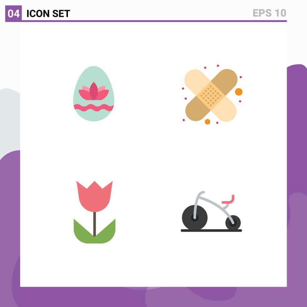 Pack of 4 creative Flat Icons of easter egg macro holidays first aid baby Editable Vector Design Elements