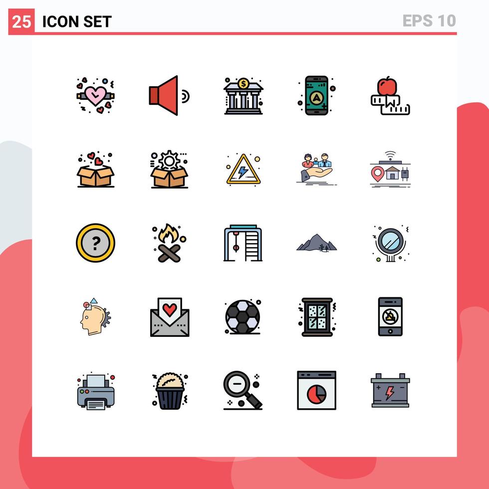 Universal Icon Symbols Group of 25 Modern Filled line Flat Colors of study knowledge building education map Editable Vector Design Elements