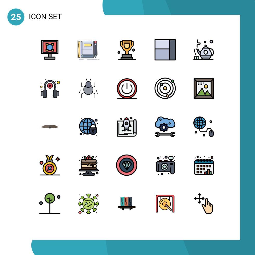 25 Creative Icons Modern Signs and Symbols of teapot layout pocket grid trophy Editable Vector Design Elements