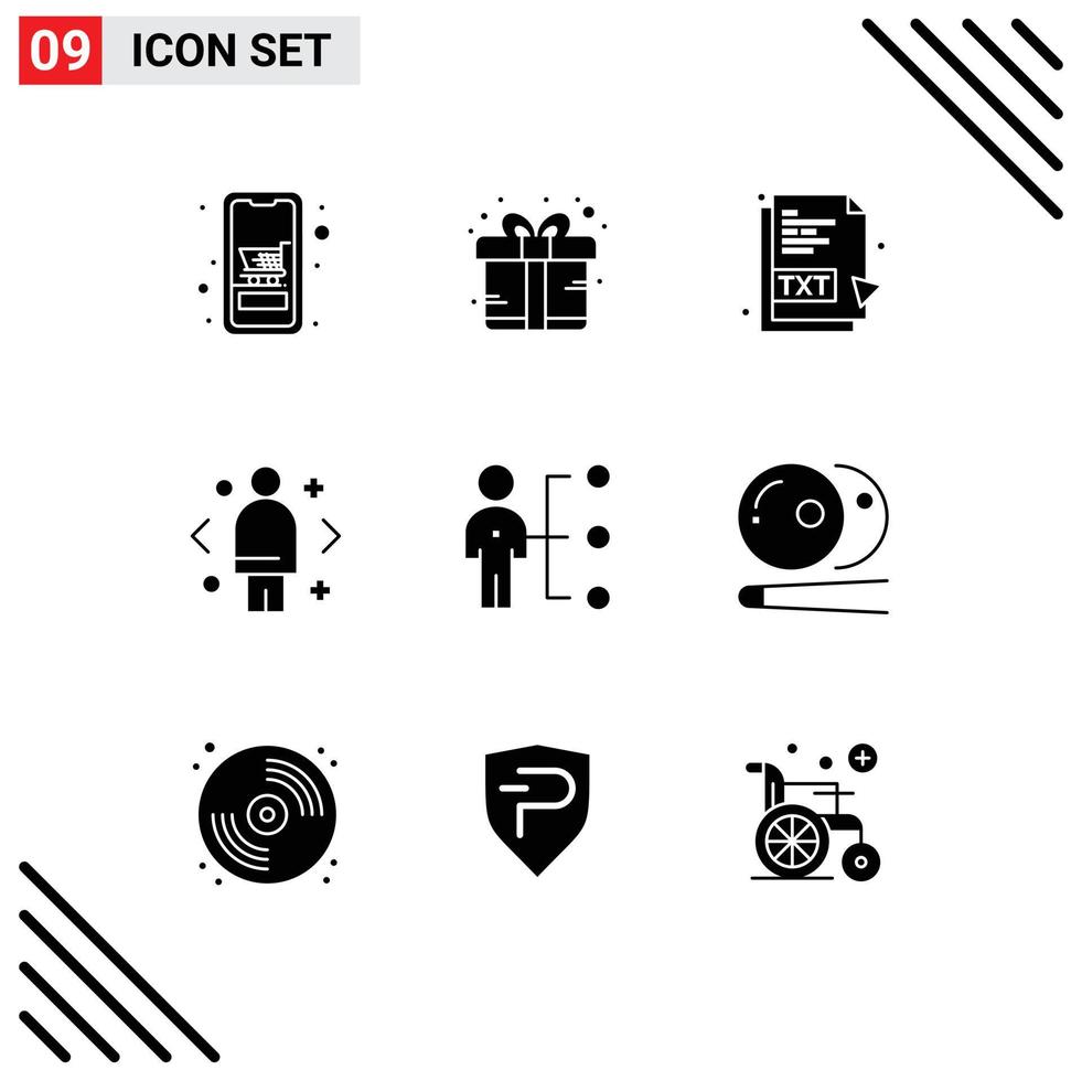 Mobile Interface Solid Glyph Set of 9 Pictograms of marketing decision present compare file Editable Vector Design Elements