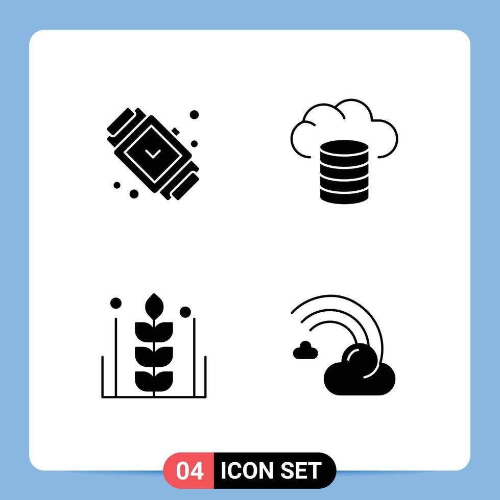 4 Solid Glyph concept for Websites Mobile and Apps accessorize food jewelry cloud thanksgiving Editable Vector Design Elements