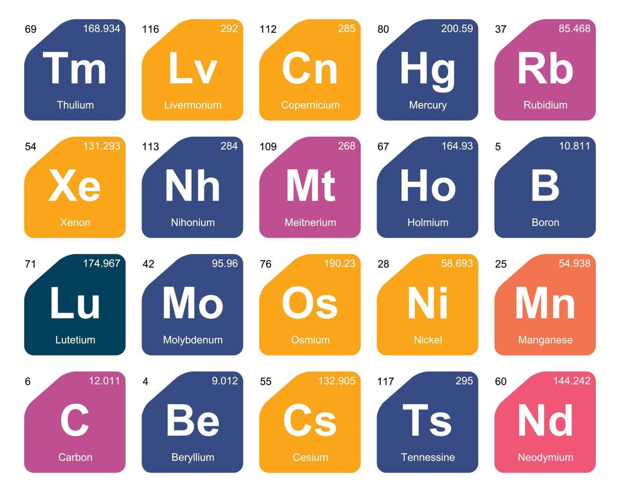 20 Preiodic table of the elements Icon Pack Design vector