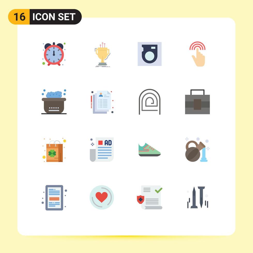 Set of 16 Modern UI Icons Symbols Signs for bath tap disk interface gestures Editable Pack of Creative Vector Design Elements