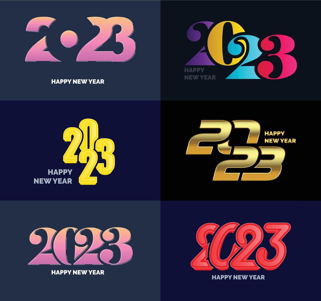 Big Set of 2023 Happy New Year logo text design 2023 number design template vector