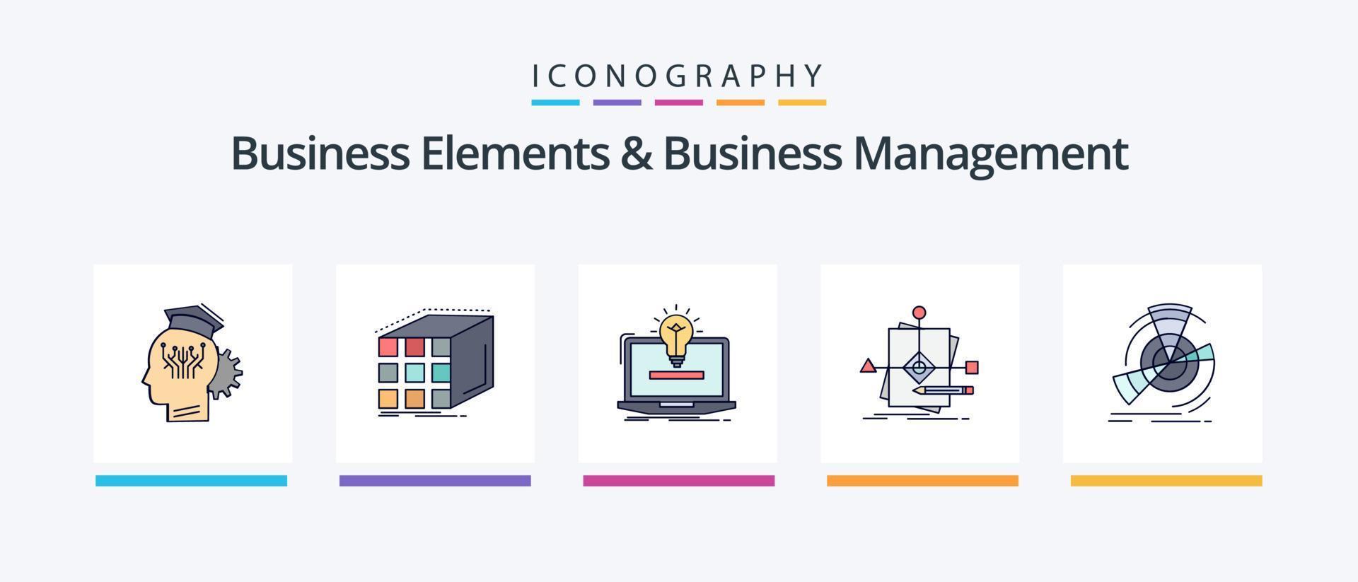 Business Elements And Business Managment Line Filled 5 Icon Pack Including human. business. success. timing. processing. Creative Icons Design vector
