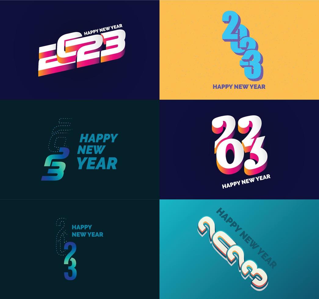 Big Set of 2023 Happy New Year logo text design 2023 number design template vector