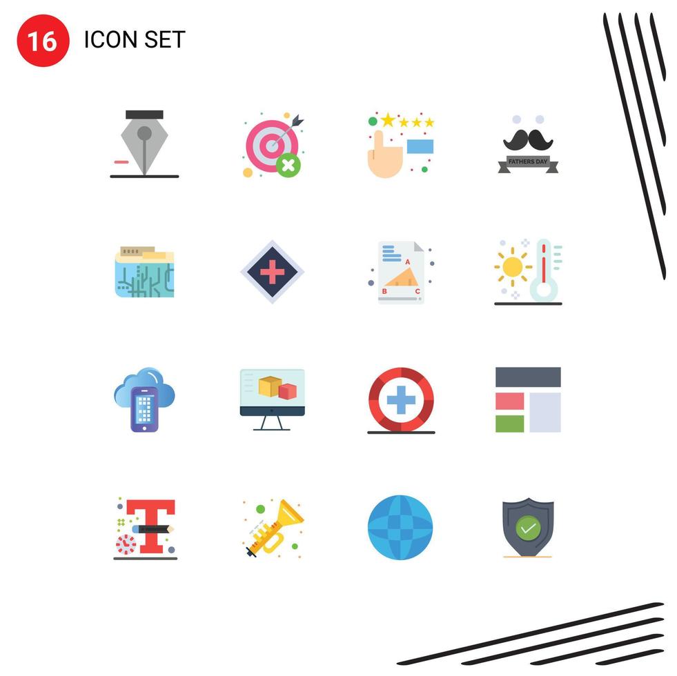 Modern Set of 16 Flat Colors and symbols such as digital currency customer satisfaction moustache day Editable Pack of Creative Vector Design Elements
