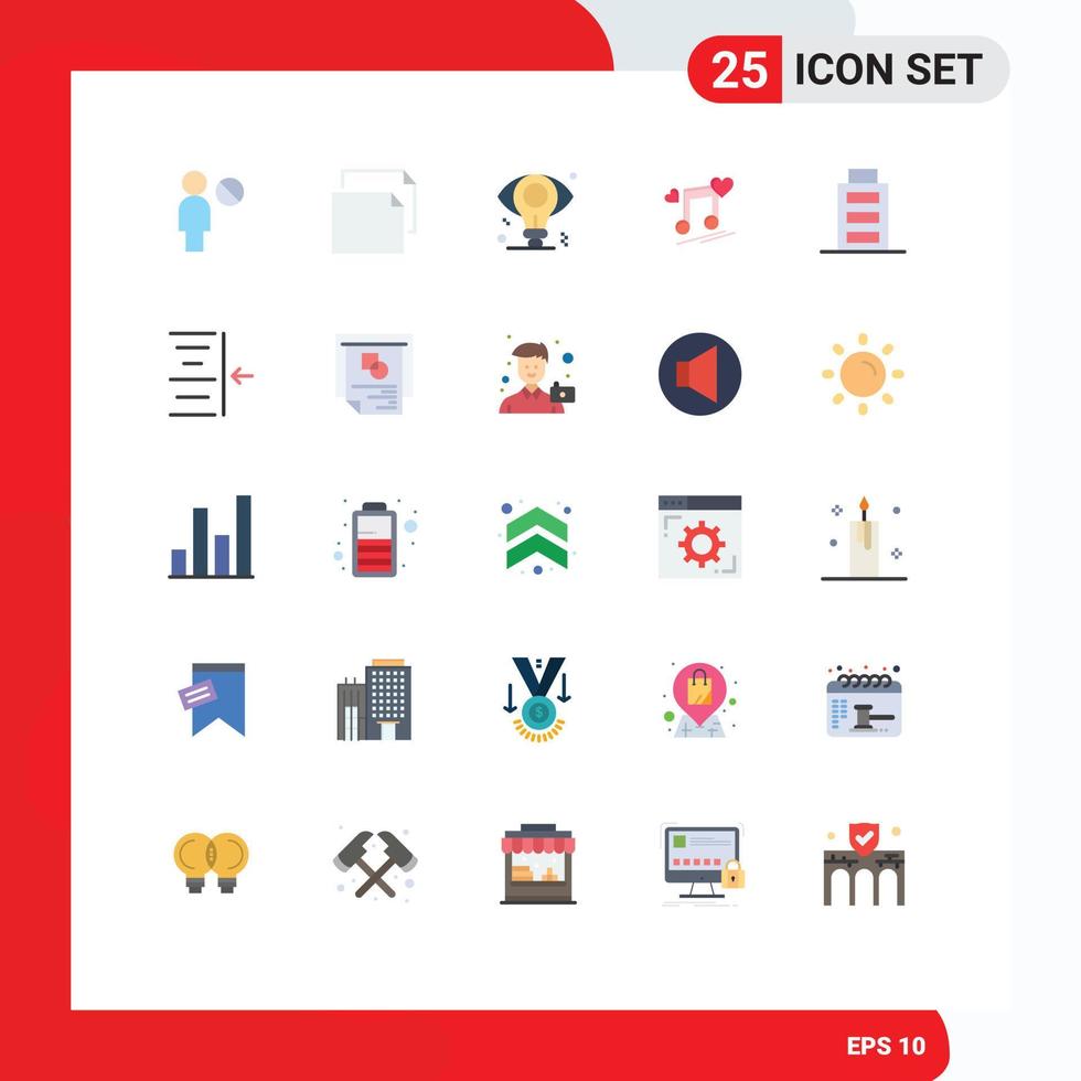 Group of 25 Modern Flat Colors Set for user battery bulb song lyrics Editable Vector Design Elements