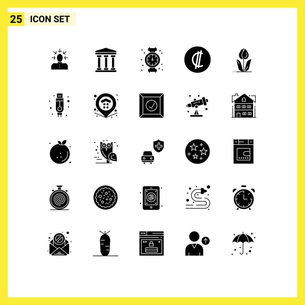 25 iconos creativos signos y símbolos modernos de elementos de diseño vectorial editables de colon de moneda de calibre rican floral vector