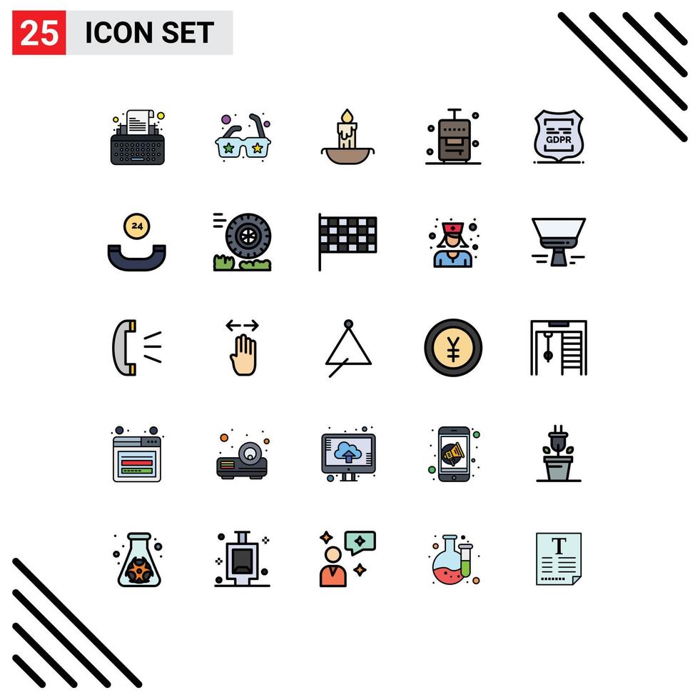 Stock Vector Icon Pack of 25 Line Signs and Symbols for locked data privacy fire vacation suitcase Editable Vector Design Elements