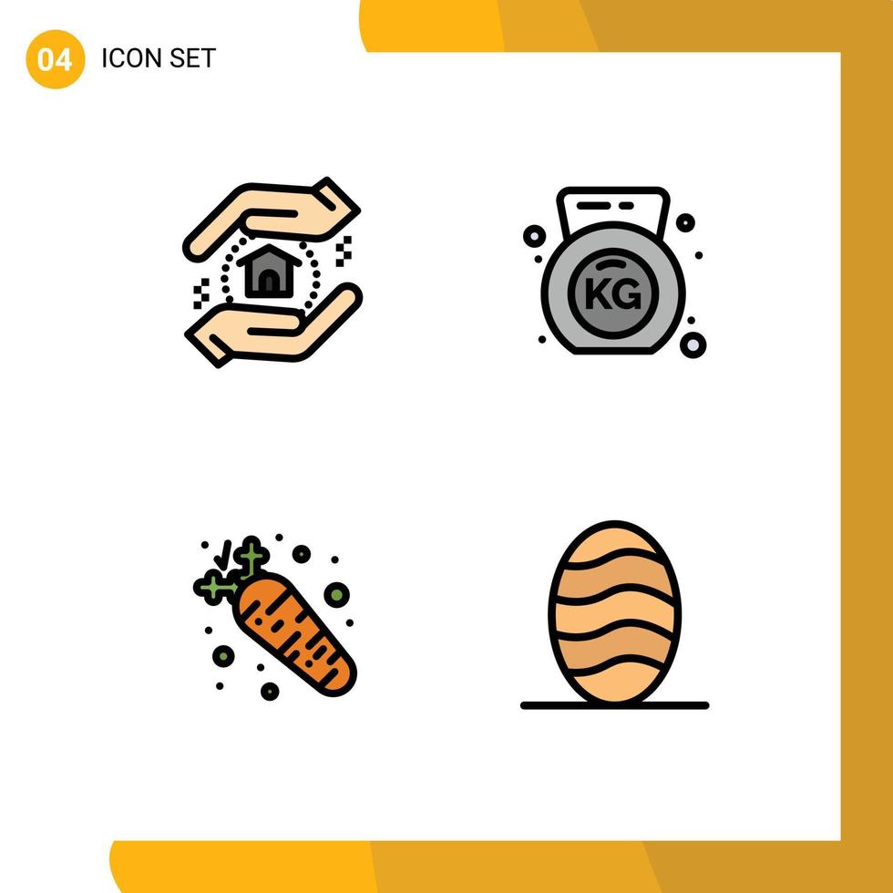 4 Creative Icons Modern Signs and Symbols of appraisal nutrition dumbbell carrot bread Editable Vector Design Elements