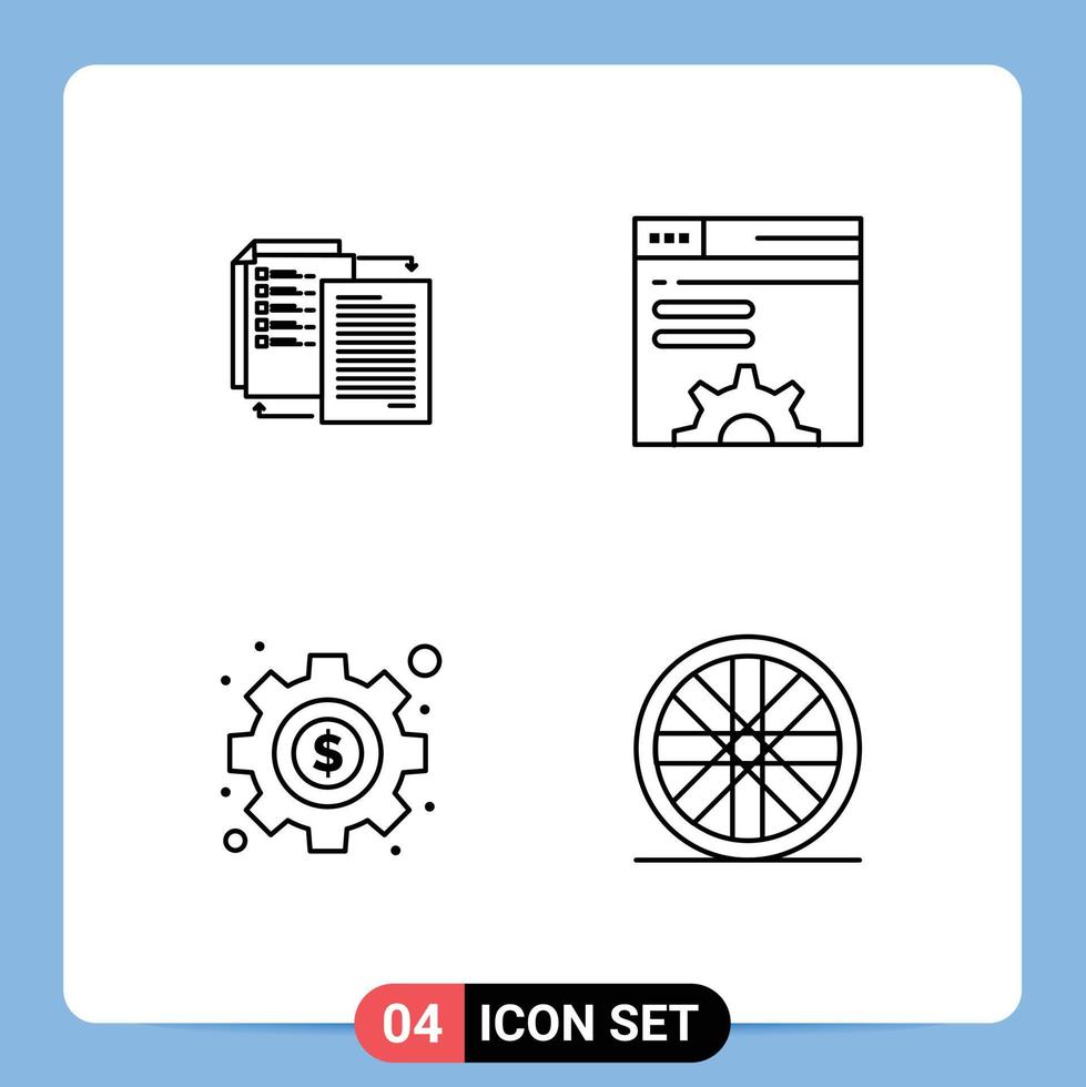 Modern Set of 4 Filledline Flat Colors and symbols such as file management wlan server seo Editable Vector Design Elements
