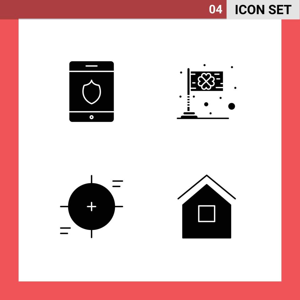 Stock Vector Icon Pack of 4 Line Signs and Symbols for security focus day irish scope Editable Vector Design Elements