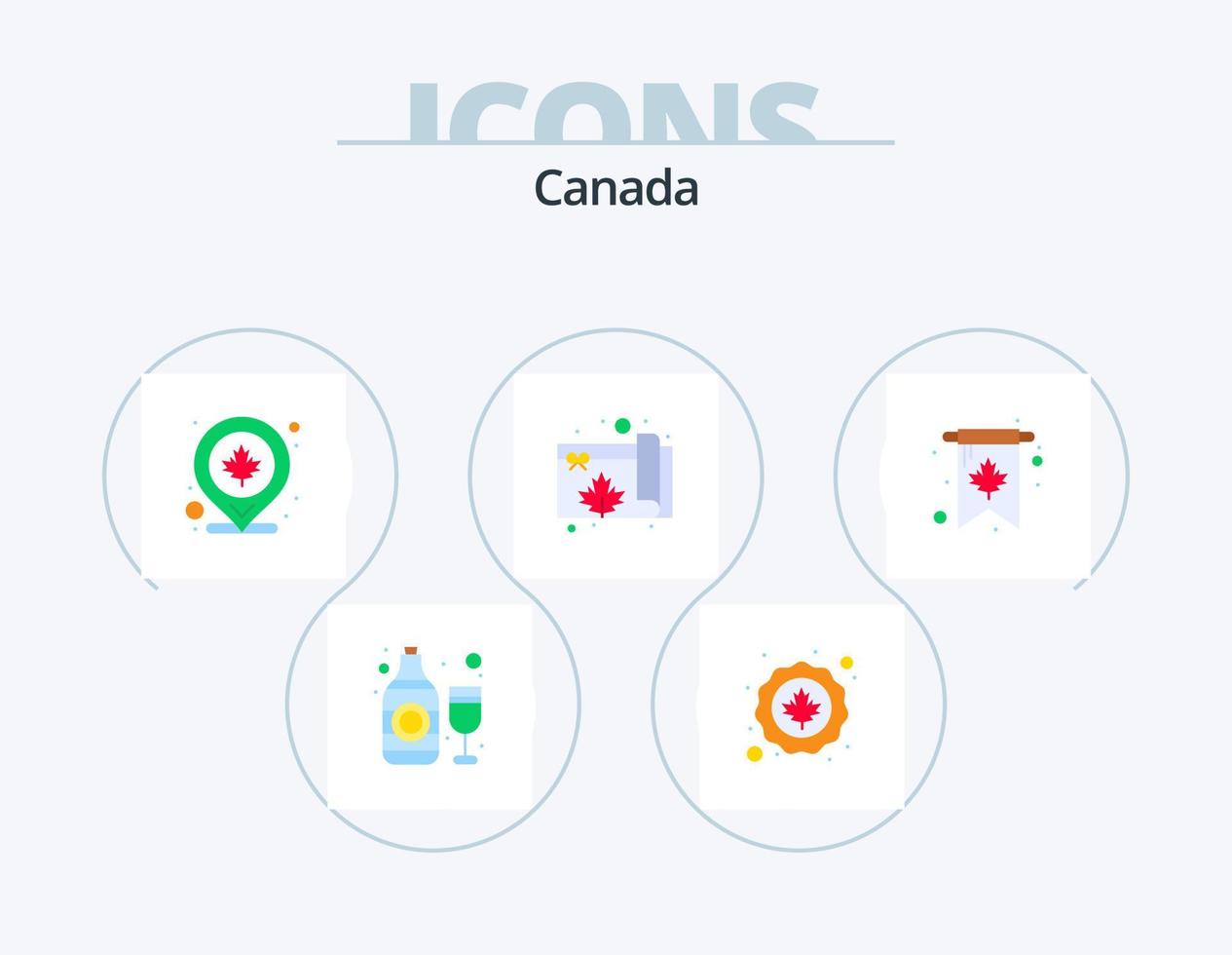 Canada Flat Icon Pack 5 Icon Design. invitation. present. canada. map. canada vector