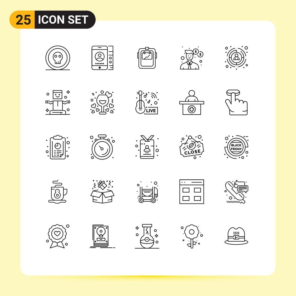 Set of 25 Modern UI Icons Symbols Signs for money man phone business welder Editable Vector Design Elements