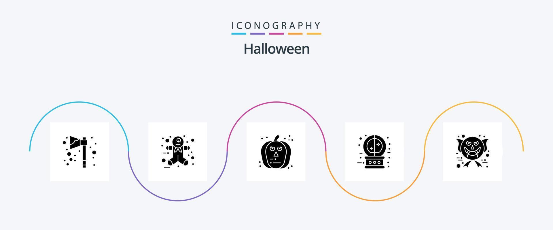 Halloween Glyph 5 Icon Pack Including ghost. character. halloween. magic. future vector