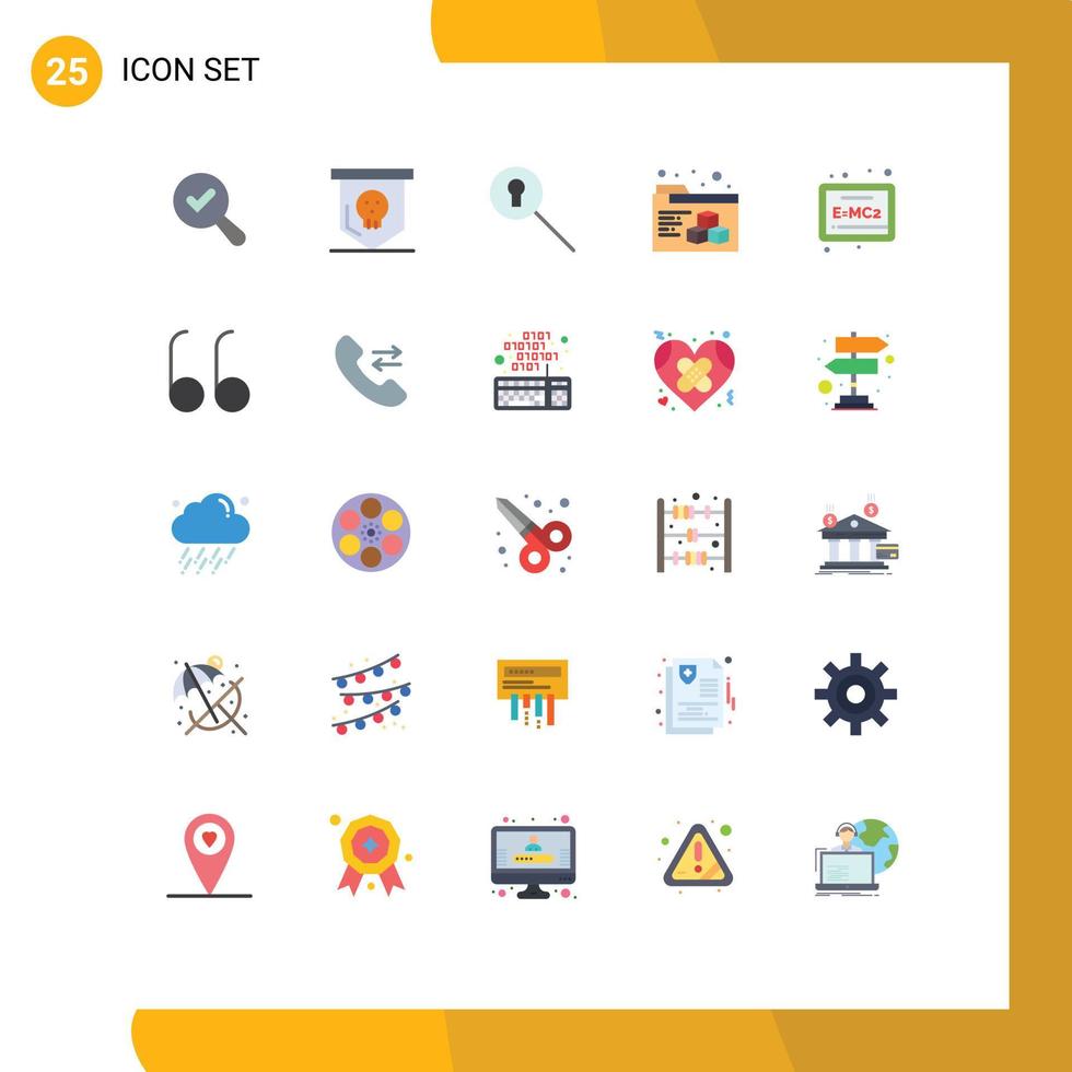 Flat Color Pack of 25 Universal Symbols of answer open search formula board Editable Vector Design Elements