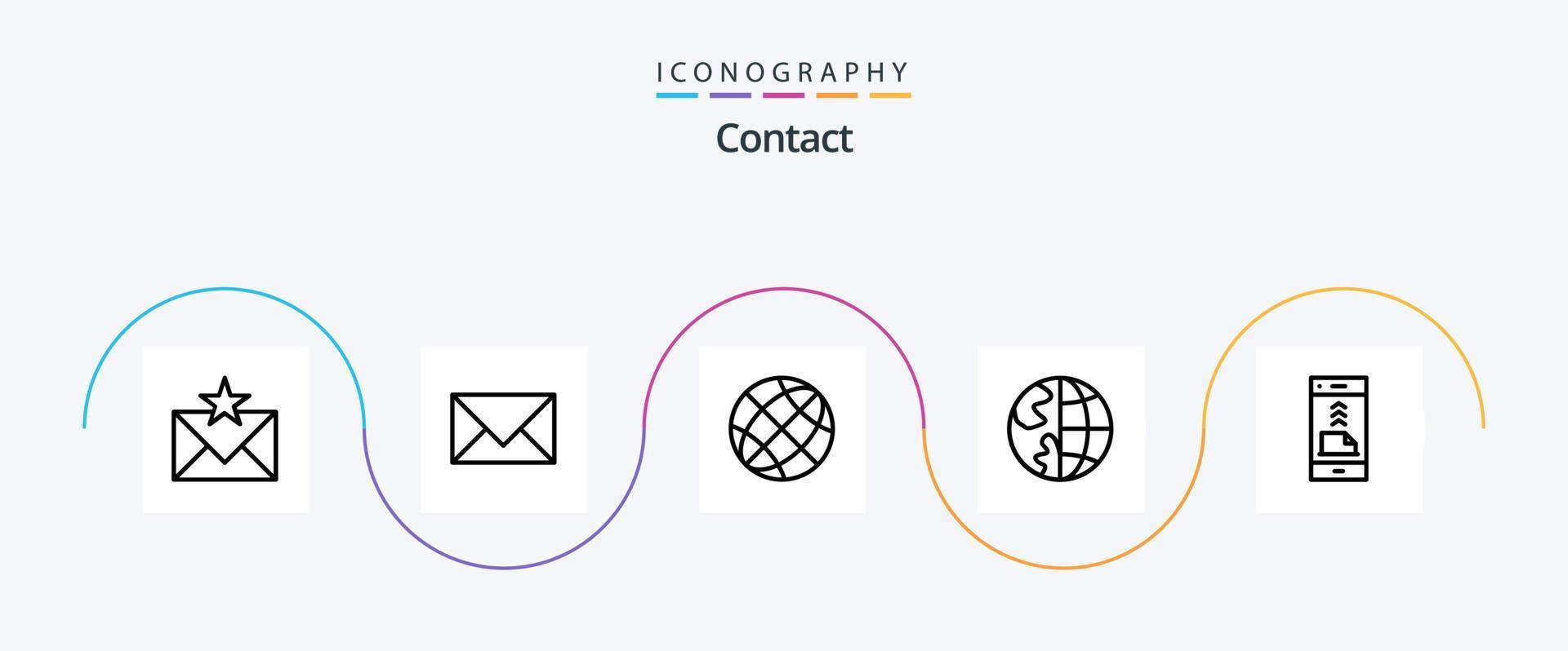 Contact Line 5 Icon Pack Including contact us. communication. email. globe. contact us vector