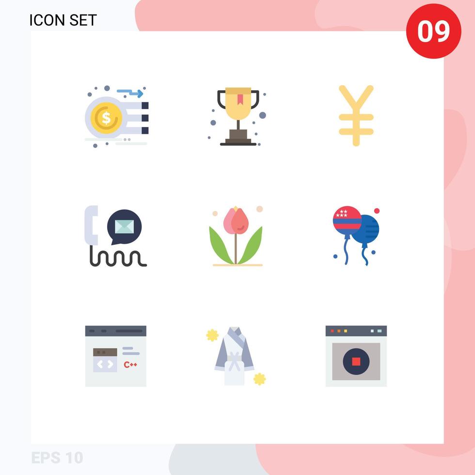 Stock Vector Icon Pack of 9 Line Signs and Symbols for floral mail currency help contact Editable Vector Design Elements