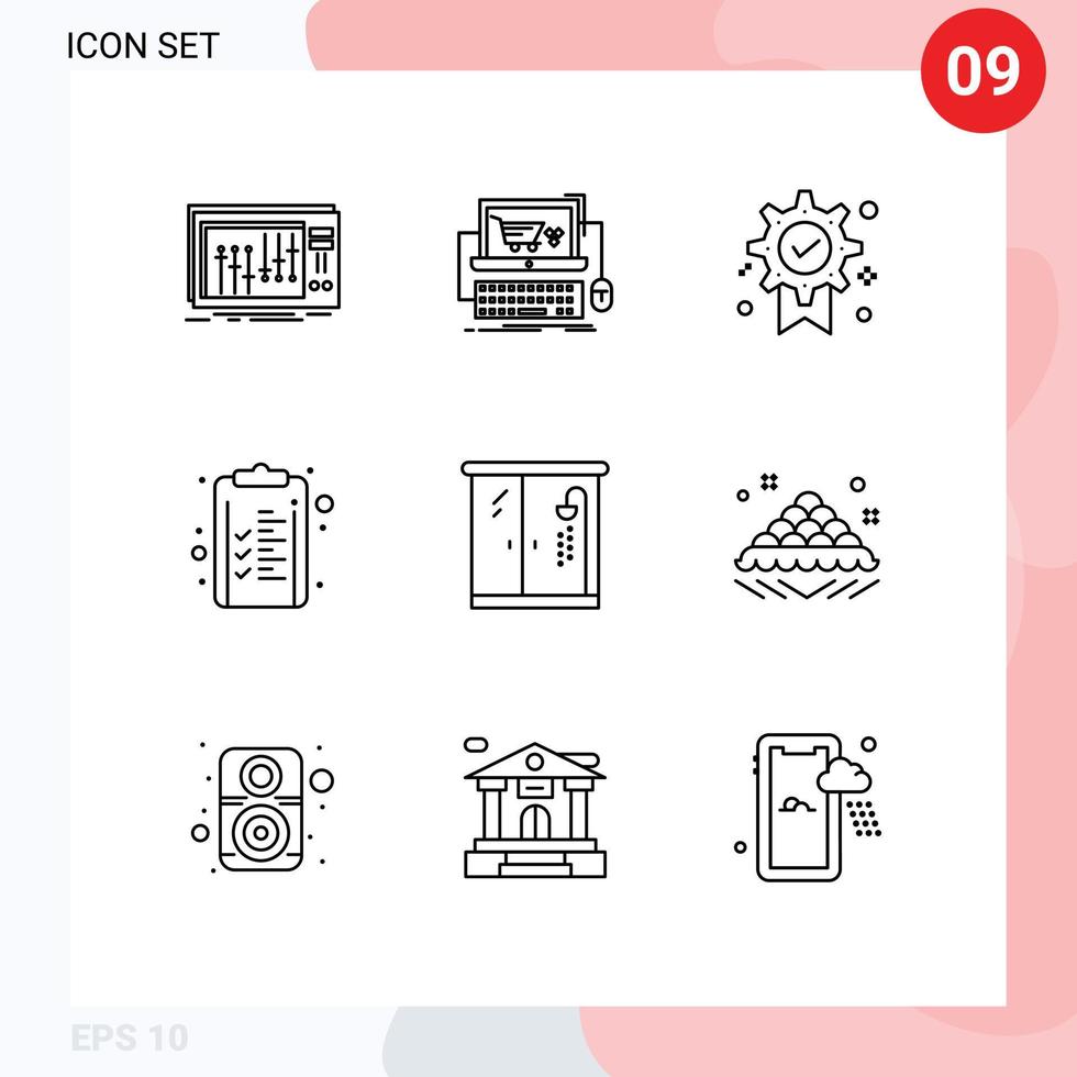 Modern Set of 9 Outlines Pictograph of finance checklist store business winner Editable Vector Design Elements
