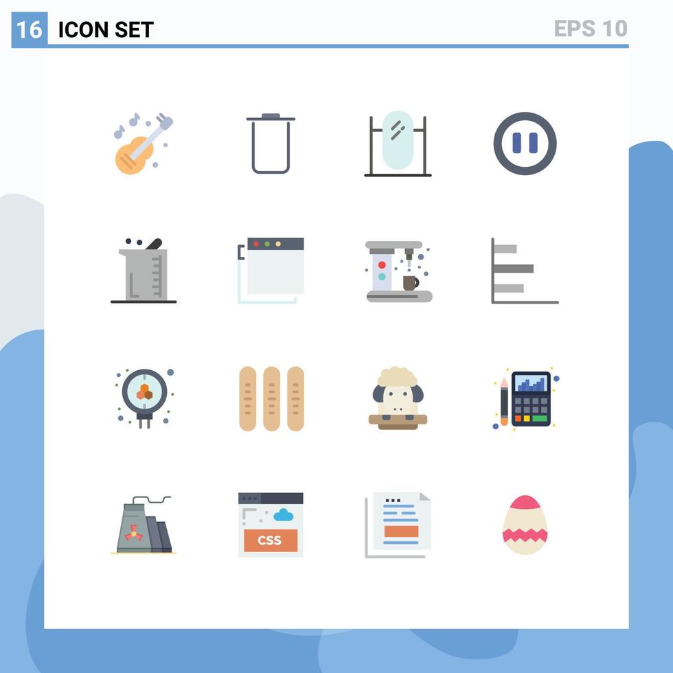 Mobile Interface Flat Color Set of 16 Pictograms of chemistry biochemistry furniture bigger media Editable Pack of Creative Vector Design Elements