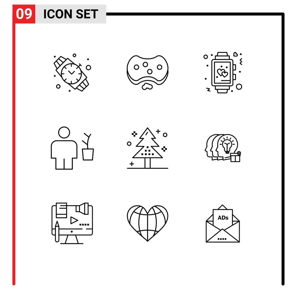 paquete de iconos de vector de stock de 9 signos y símbolos de línea para elementos de diseño de vector editable de cuerpo de reloj humano de olla