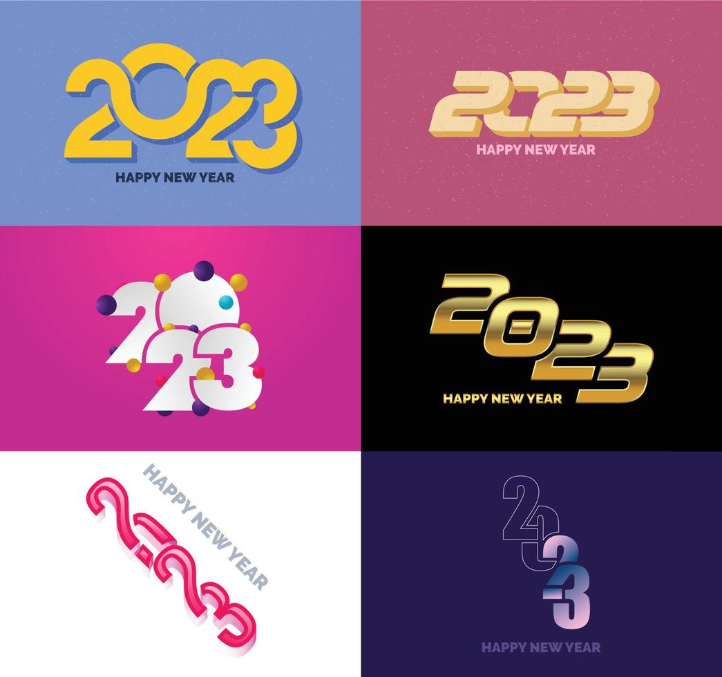 Big Set of 2023 Happy New Year logo text design 2023 number design template vector