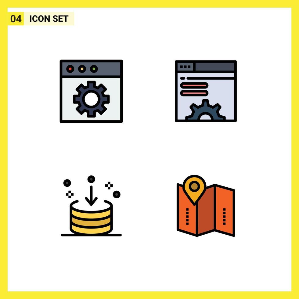4 Filledline Flat Color concept for Websites Mobile and Apps app download data web brower interface Editable Vector Design Elements