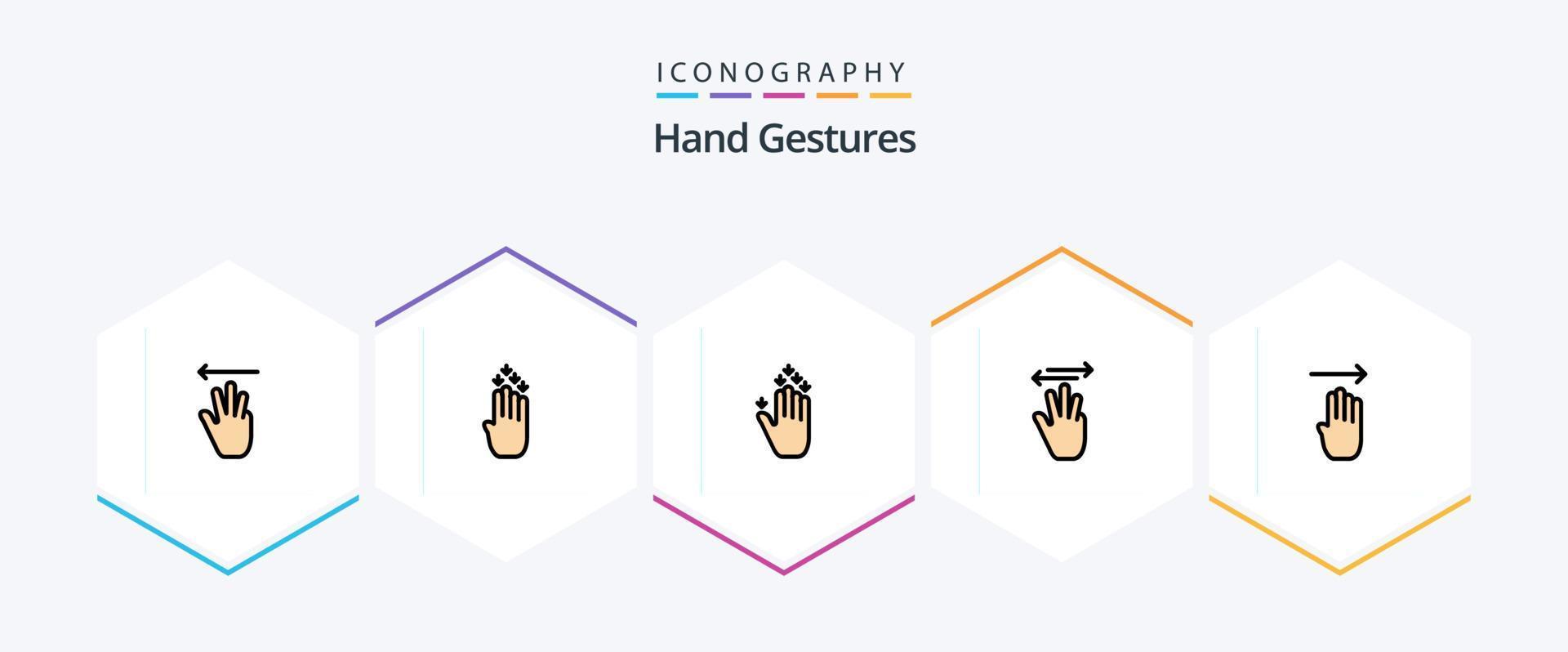 Hand Gestures 25 FilledLine icon pack including finger. left. gesture. up. hand vector