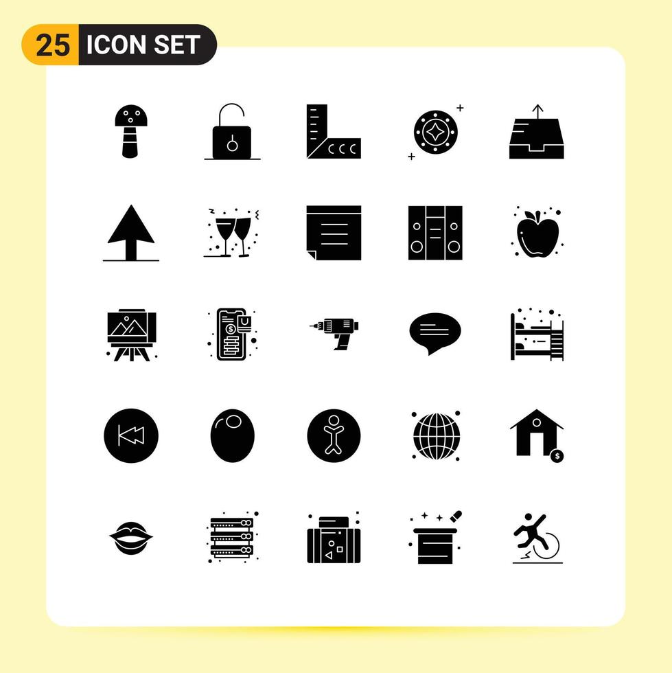 Set of 25 Modern UI Icons Symbols Signs for mailbox star geometry space galaxy Editable Vector Design Elements