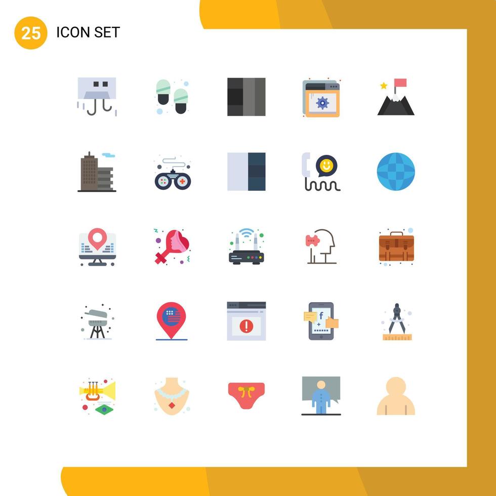 25 Universal Flat Color Signs Symbols of trophy mission grid achievement page Editable Vector Design Elements