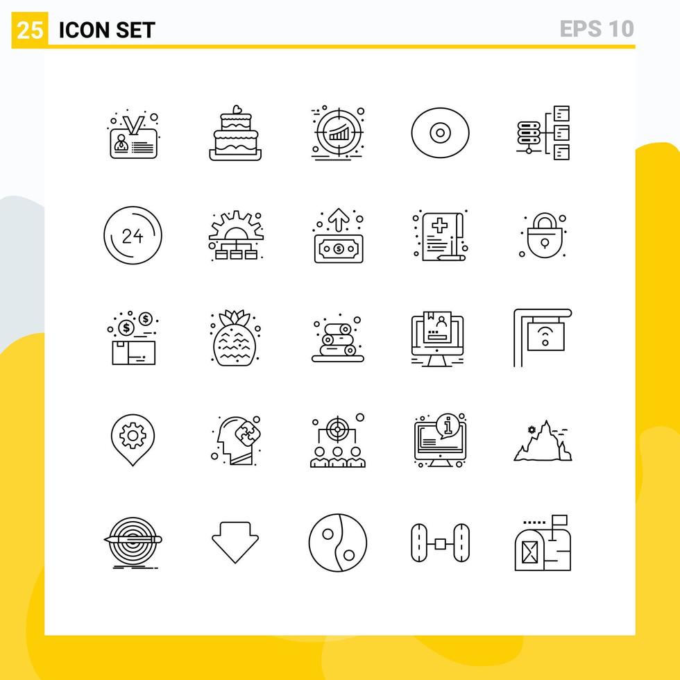 Modern Set of 25 Lines and symbols such as share network management tit anatomy Editable Vector Design Elements