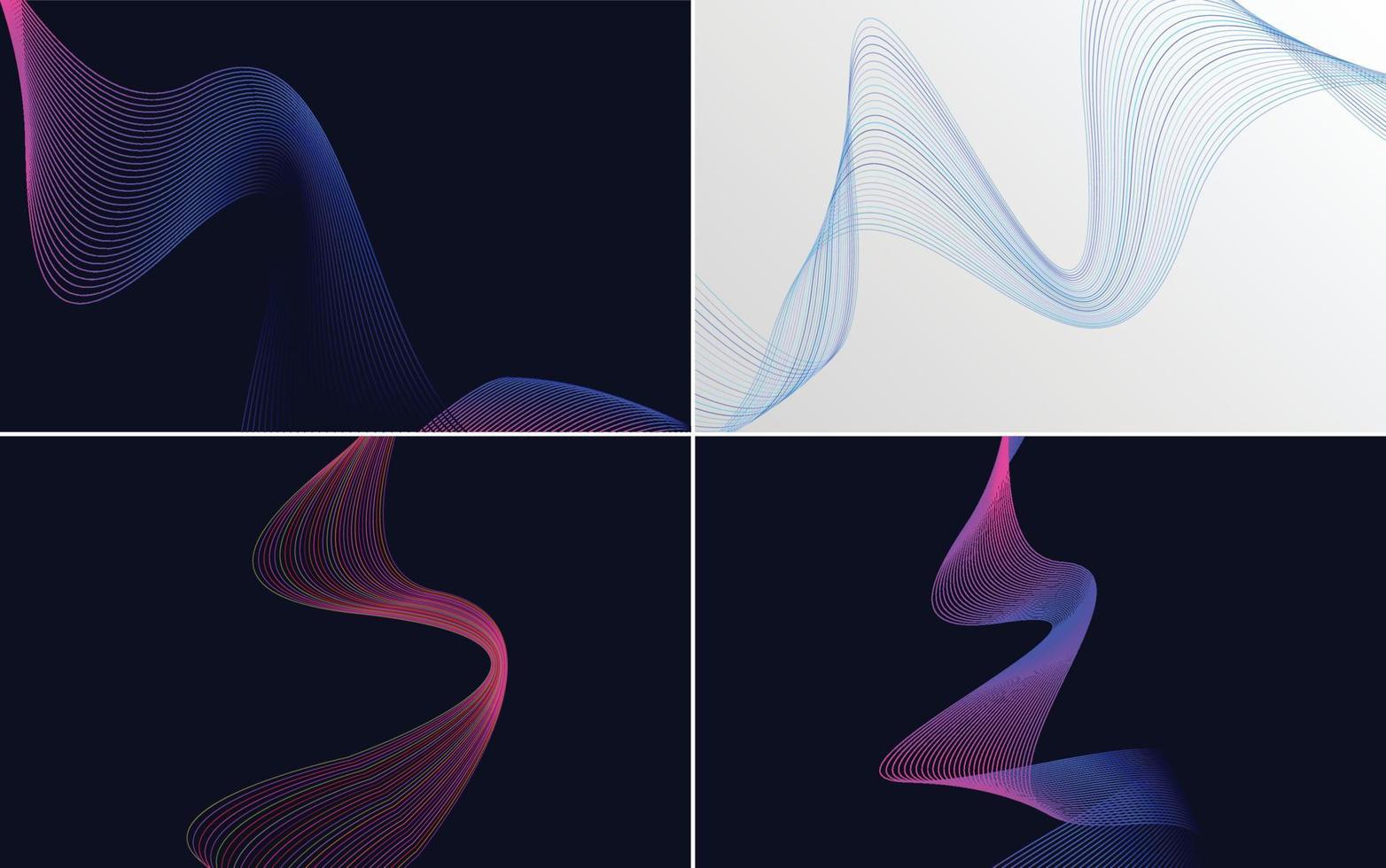 Add a modern touch to your presentation with this wave curve abstract vector background pack