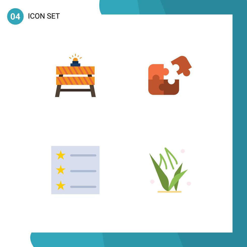 4 Universal Flat Icons Set for Web and Mobile Applications barrier piece closed business layout Editable Vector Design Elements