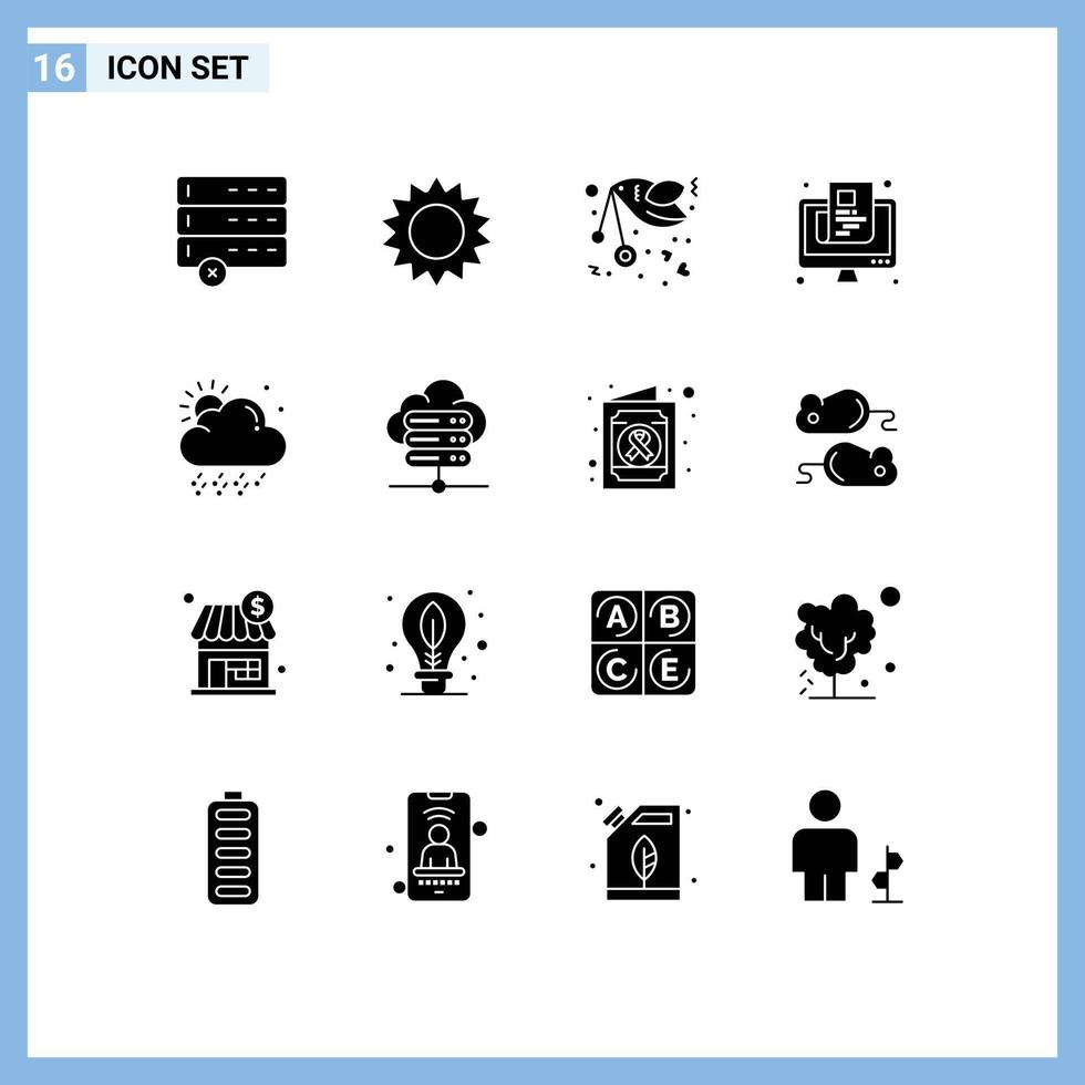 16 Creative Icons Modern Signs and Symbols of cloud online fly paper news Editable Vector Design Elements