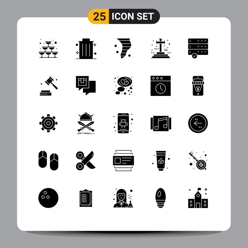 Pictogram Set of 25 Simple Solid Glyphs of data halloween blowing graveyard cross Editable Vector Design Elements