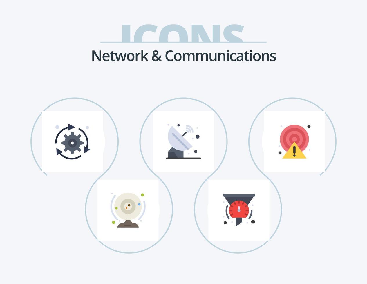 Network And Communications Flat Icon Pack 5 Icon Design. orbit. satellite. speedometer. options. configuration vector