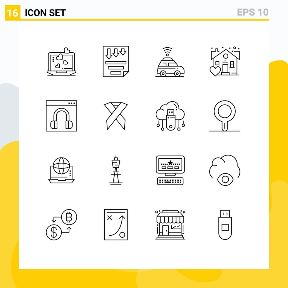 Universal Icon Symbols Group of 16 Modern Outlines of contact us chat report real estate Editable Vector Design Elements