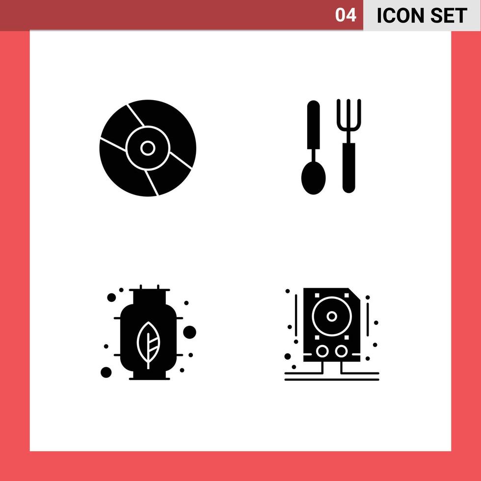 4 Creative Icons Modern Signs and Symbols of cd gas device dish data Editable Vector Design Elements