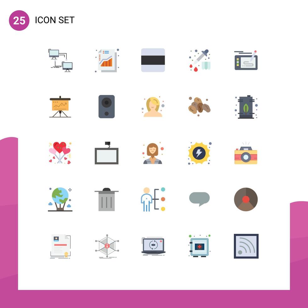 Pack of 25 Modern Flat Colors Signs and Symbols for Web Print Media such as game drop chart device vertical Editable Vector Design Elements