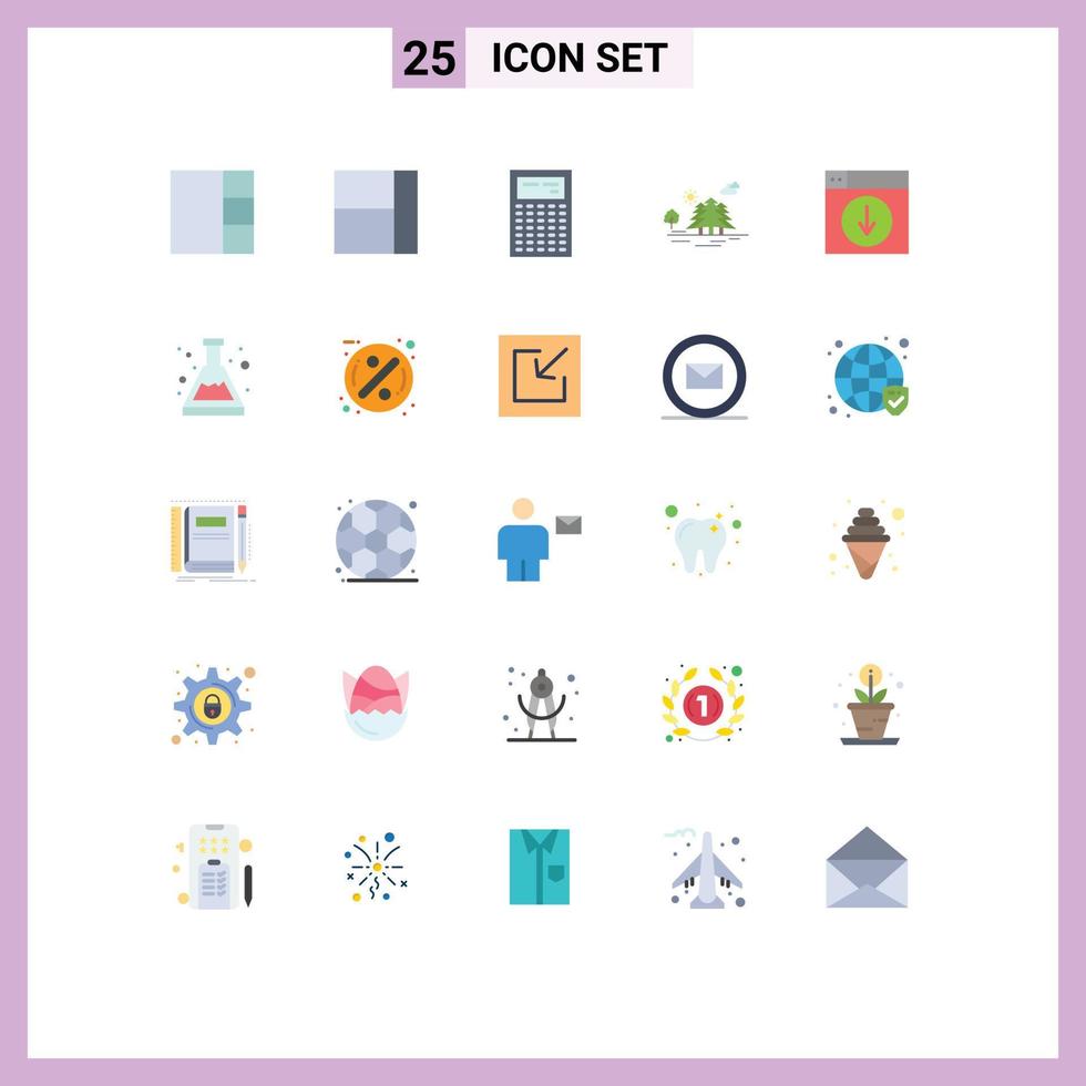 Group of 25 Modern Flat Colors Set for beaker application landscape down design Editable Vector Design Elements