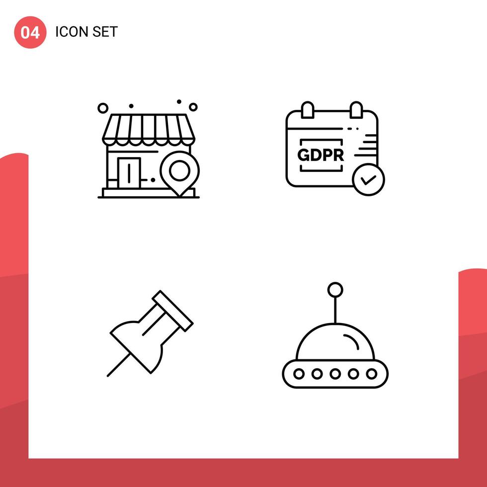 4 Universal Filledline Flat Colors Set for Web and Mobile Applications business science gdpr paper ufo Editable Vector Design Elements