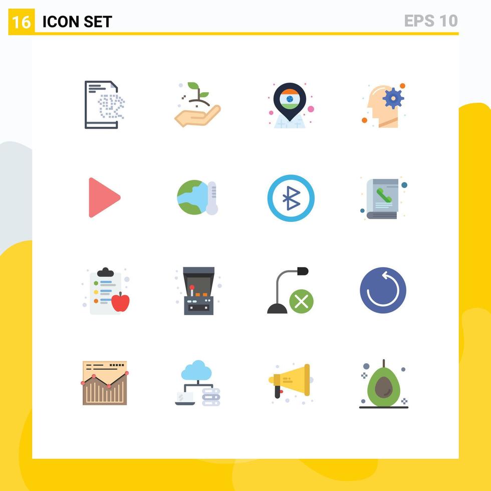 conjunto de 16 iconos de interfaz de usuario modernos signos de símbolos para solución de video idea de proceso de país paquete editable de elementos de diseño de vectores creativos