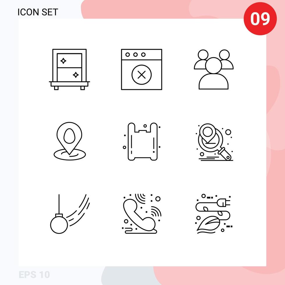 Set of 9 Vector Outlines on Grid for marketing campaign plastic teachers gas easter Editable Vector Design Elements