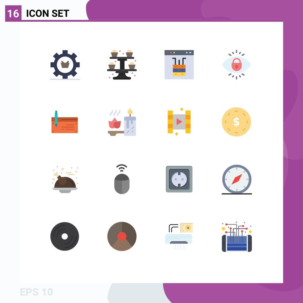 16 Universal Flat Colors Set for Web and Mobile Applications security eye cupcake server interface Editable Pack of Creative Vector Design Elements