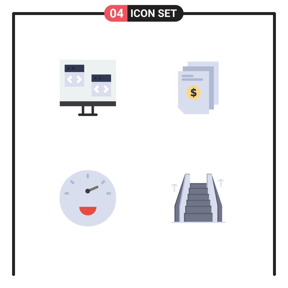 4 Flat Icon concept for Websites Mobile and Apps app document develop file performance Editable Vector Design Elements